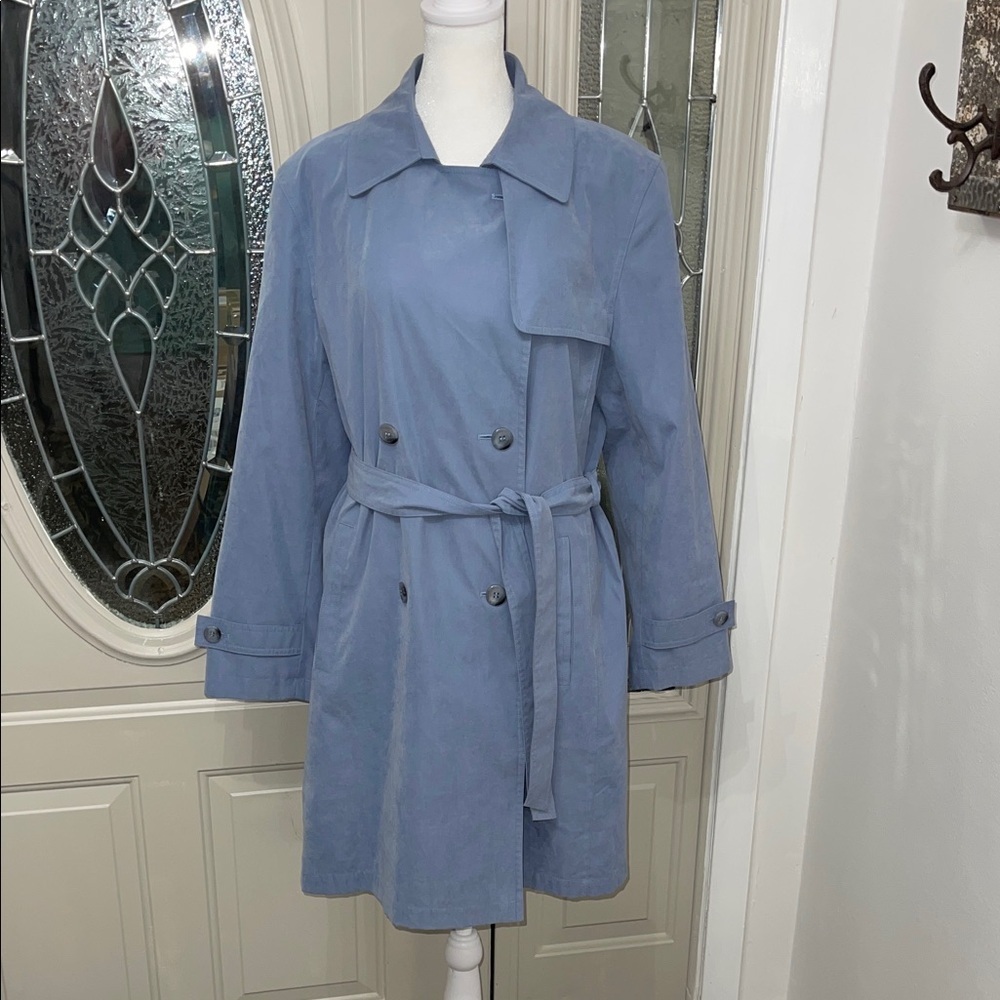 Worthington Women's Powder Blue Medium Trench Coat - Picture 3 of 14